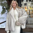Nameria Faux Fur Mid Length Coat Extended Collar