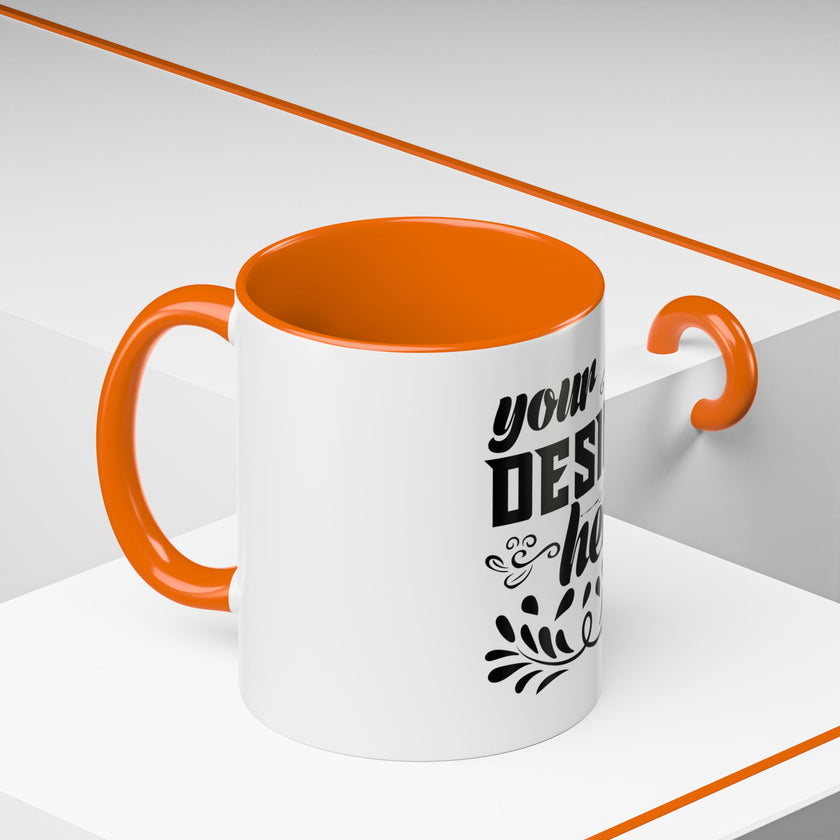 Customizable Accent Coffee Mug 11oz and 15oz Colored Interior Handle