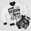Customizable Mens All Over Print Bomber Jacket With Zipper Pockets