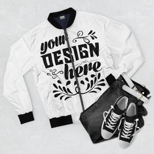 Customizable Mens All Over Print Bomber Jacket With Zipper Pockets