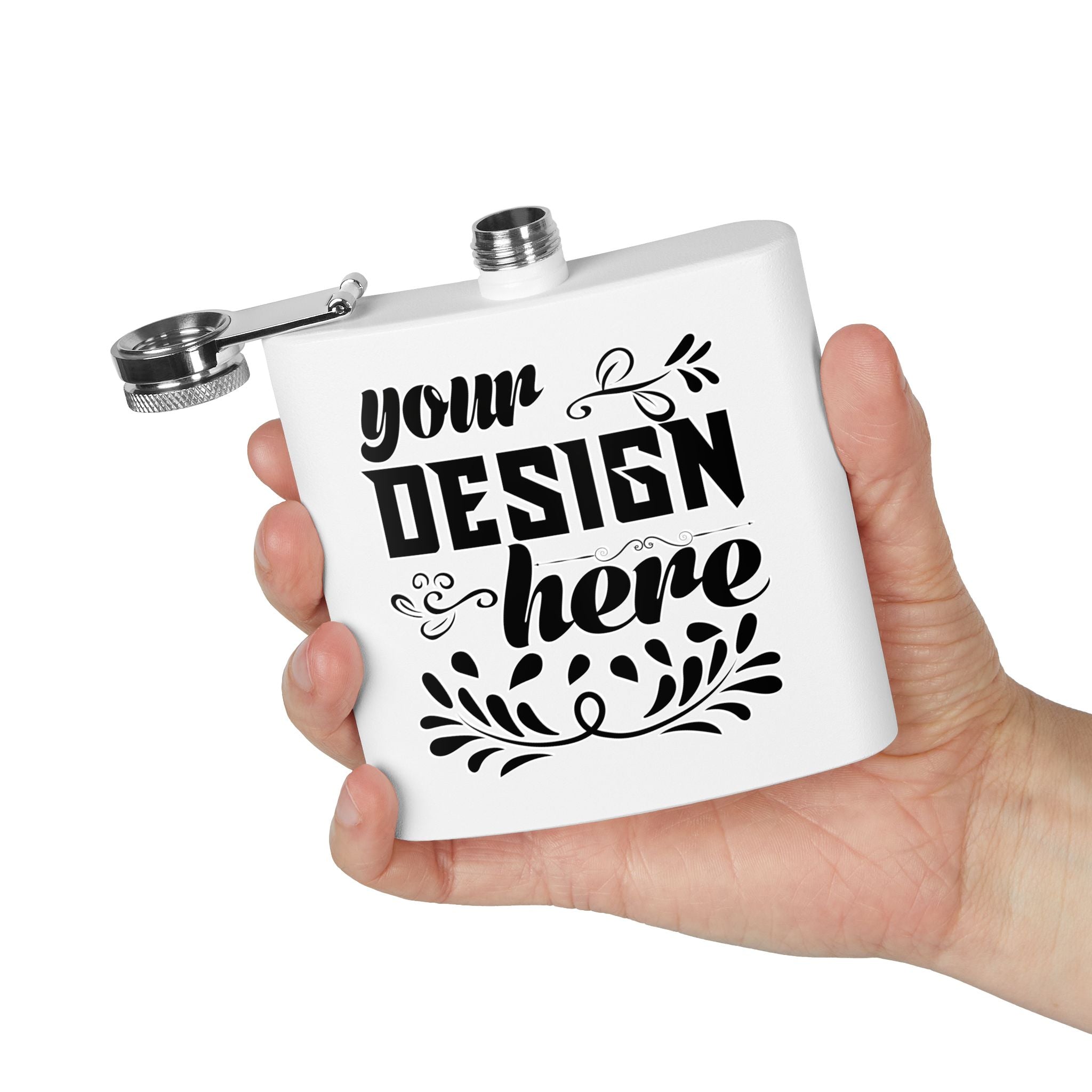 Customizable Polar Camel 6oz Stainless Steel Flask with UV DTF Print