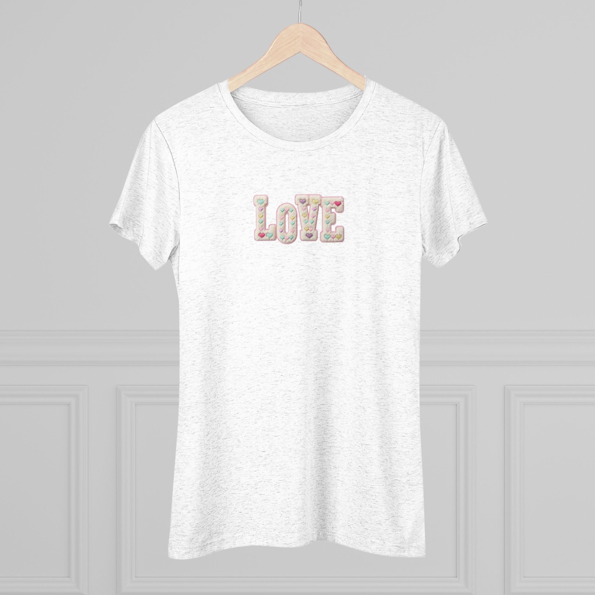 Next Level 6710 Womens Triblend Tee Love Faux Yarn Hearts Graphic Print