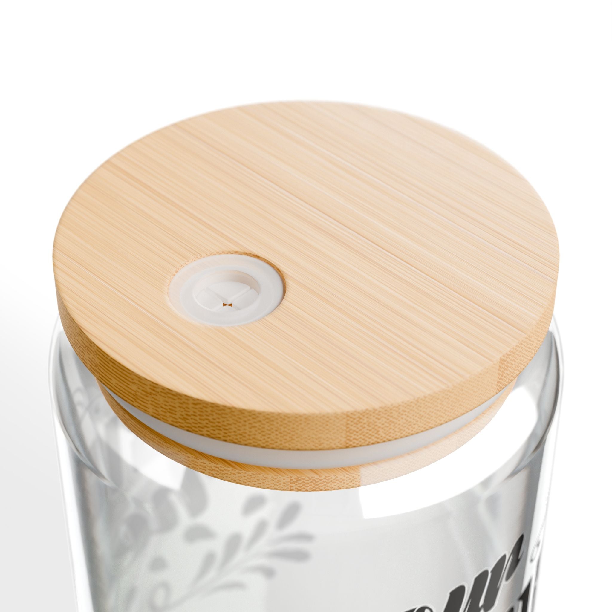 Customizable 16oz Tempered Glass Sipper with Optional Bamboo Lid Straw