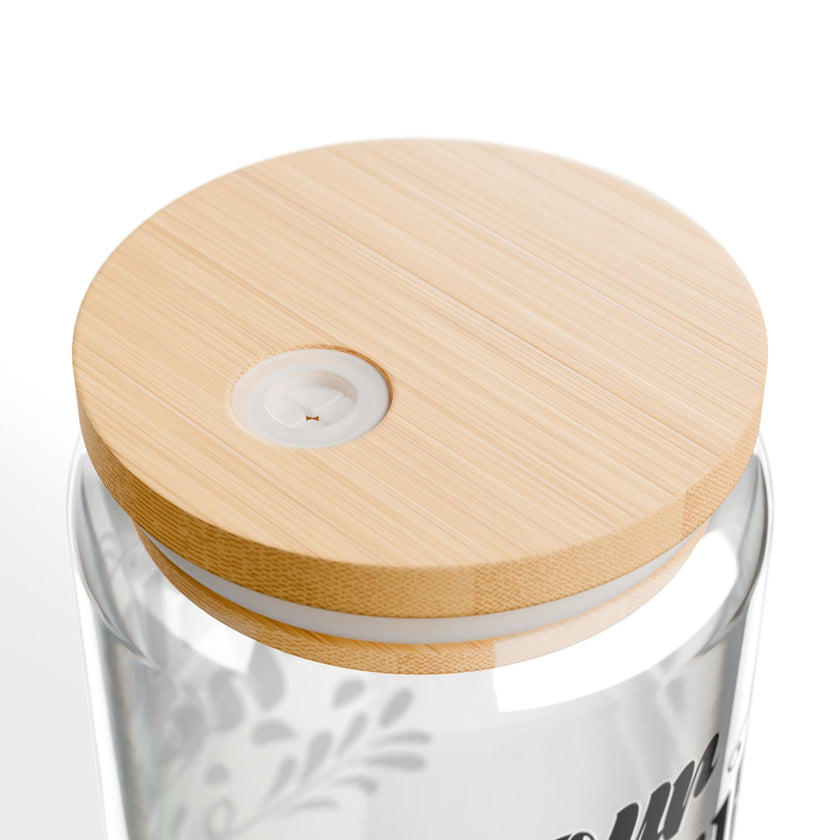 Customizable 16oz Tempered Glass Sipper with Optional Bamboo Lid Straw