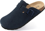 Genuine Suede Clogs for Women Cork Footbed Sandals Leather Mules Potato Shoes with Arch Support