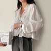 Nameria Cropped Collared Loose Fit Shirt