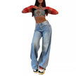 Nameria High Waist Straight Leg Denim Jeans Full Length