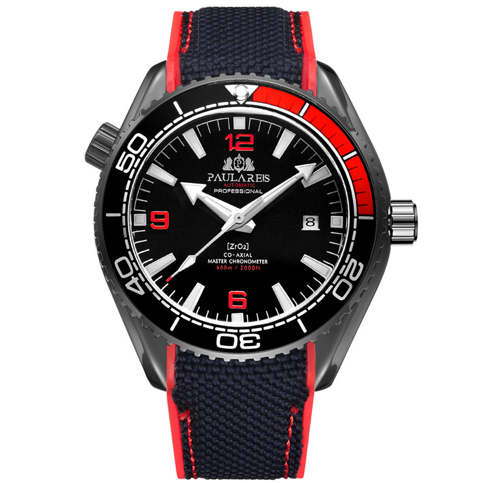 Nameria Automatic Luminous Date Watch Rubber Strap 45mm
