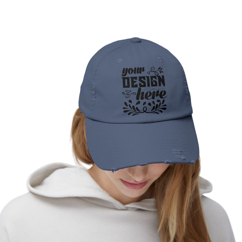 Customizable District DT600 Distressed Cotton Cap for Personalized Style