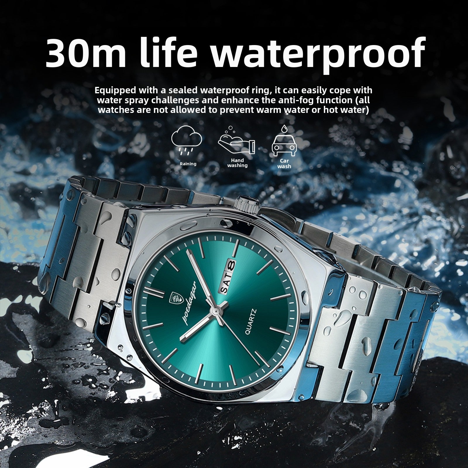 Nameria Podagar Quartz Day Date Watch Stainless Steel