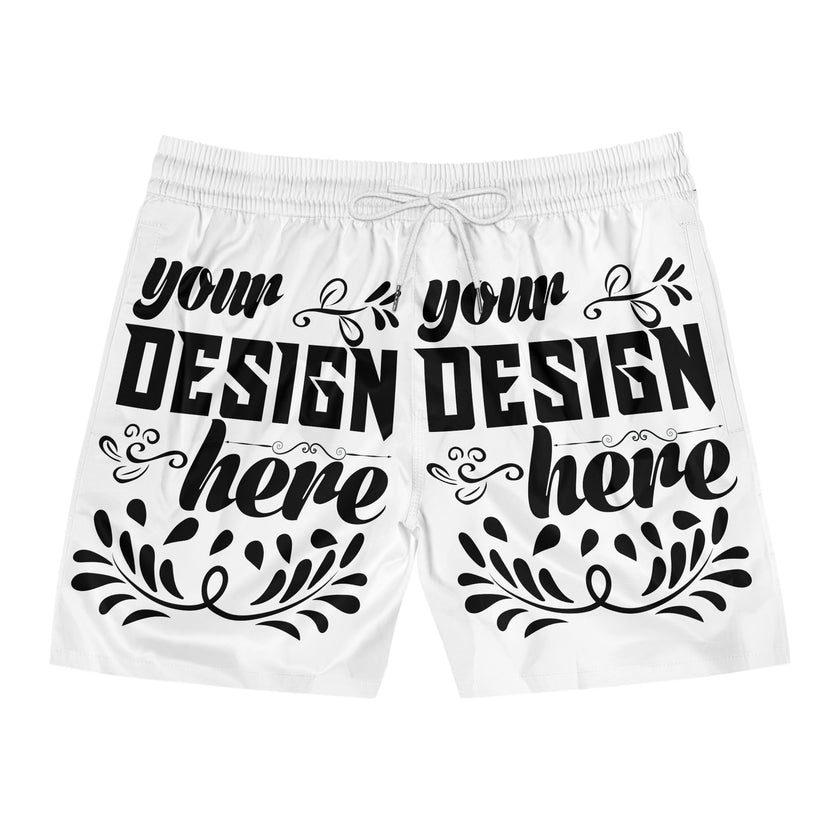 Customizable Mens Mid Length Swim Shorts All Over Print With Pockets