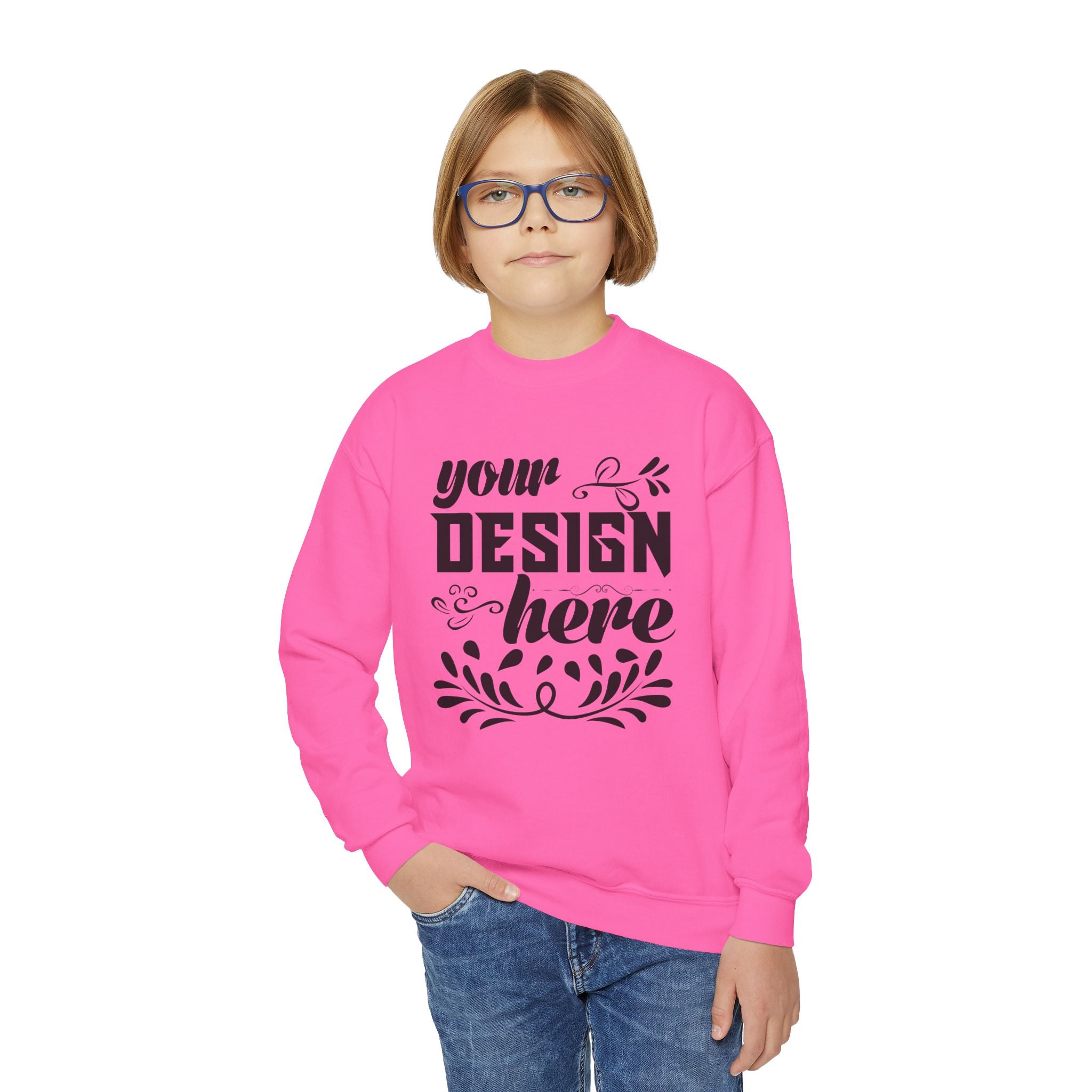 Customizable Gildan 18000B Youth Heavy Blend Crewneck Sweatshirt