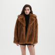 Nameria Faux Fur Mid Length Coat Extended Collar