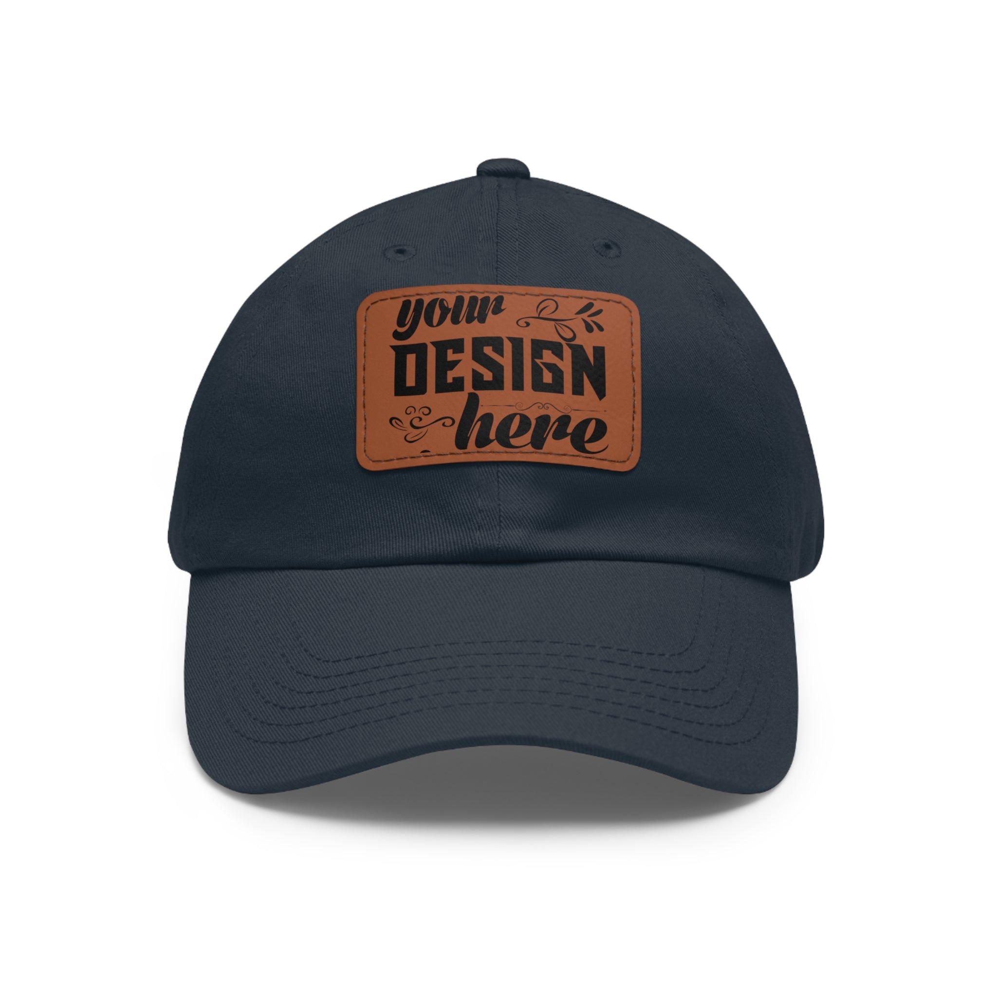Customizable ValuCap VC300A Dad Hat with Faux Leather Patch Rectangle