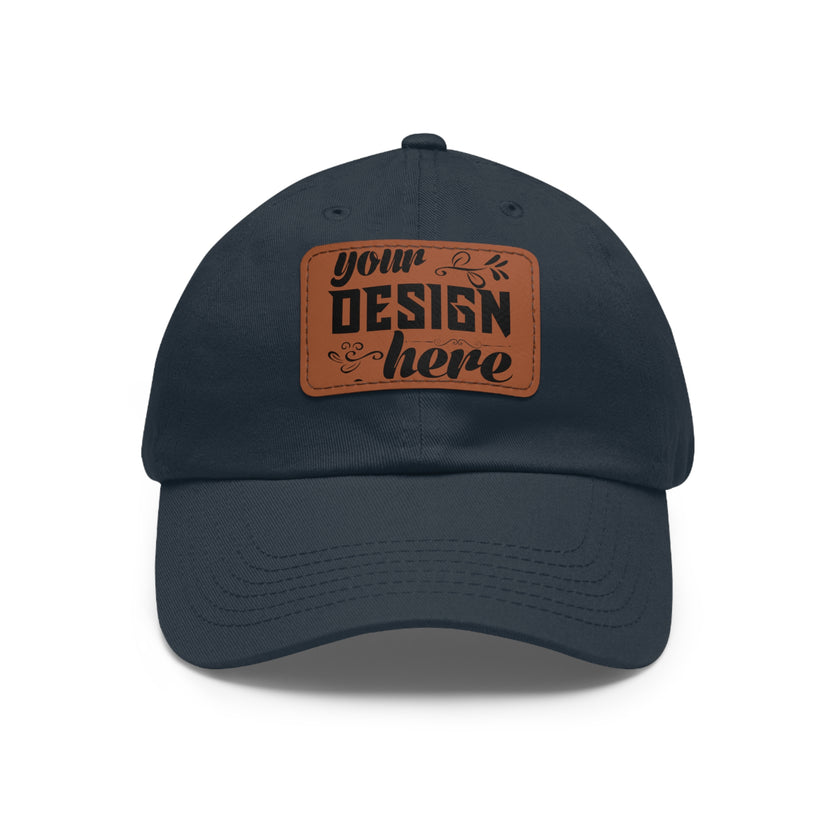 Customizable ValuCap VC300A Dad Hat with Faux Leather Patch Rectangle