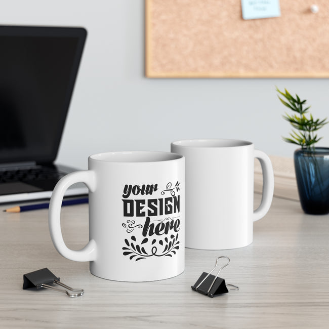 Customizable White Ceramic Mug 11oz ORCA Coated Glossy Finish Daily Use