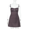 Nameria Polka Dot V Neck Spaghetti Strap Short Dress