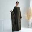 Nameria Womens Bat Sleeve Long Dress With Belt Crewneck