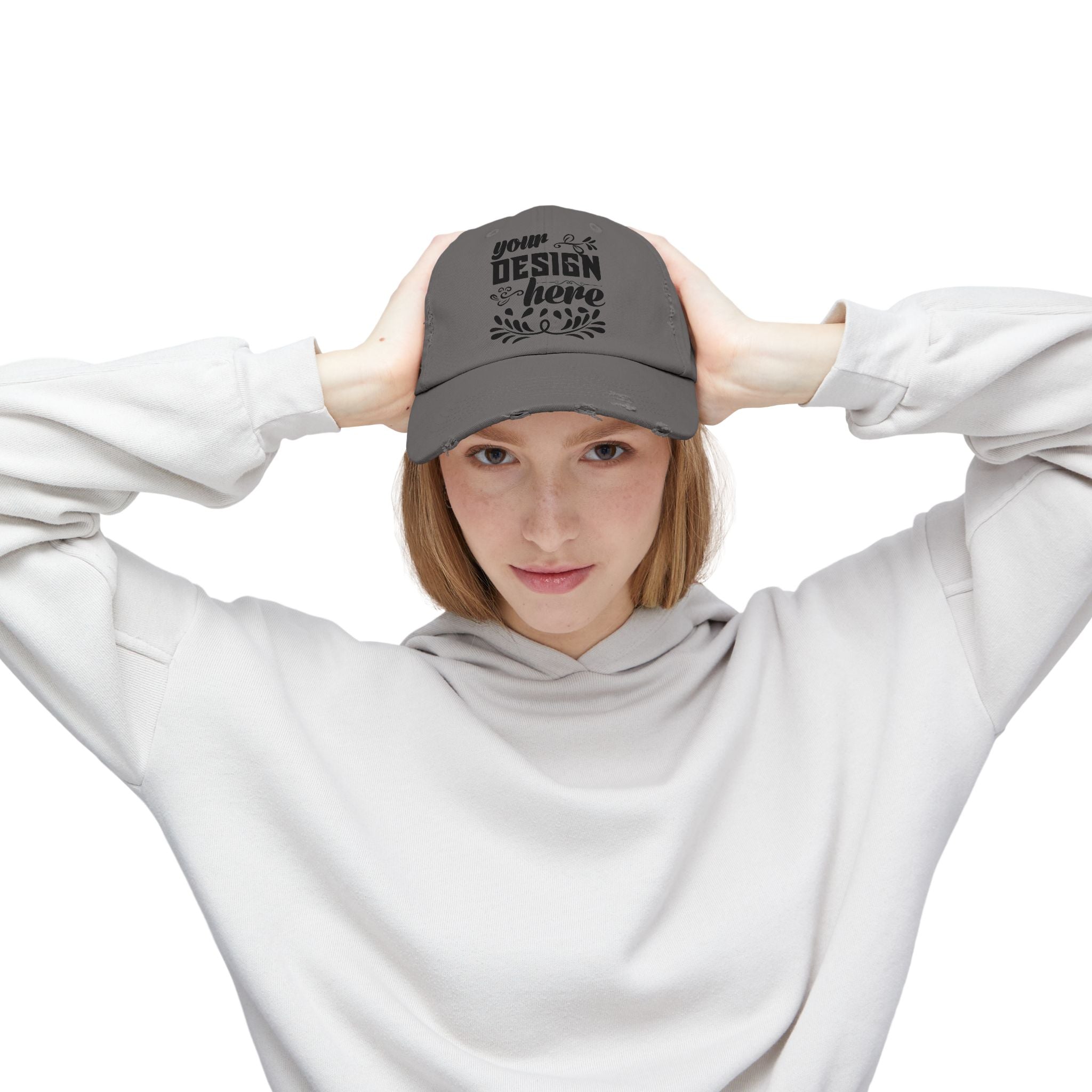 Customizable District DT600 Distressed Cotton Cap for Personalized Style