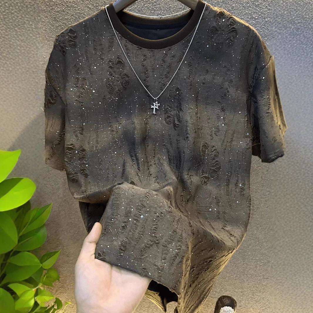 Nameria Unisex Loose Short Sleeve T-Shirt Starry Sky Gradient