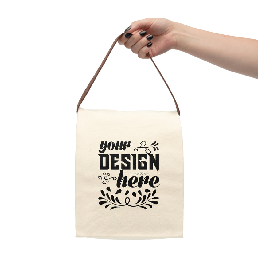 Customizable Canvas Lunch Bag With Carry Strap Roll Top Closure