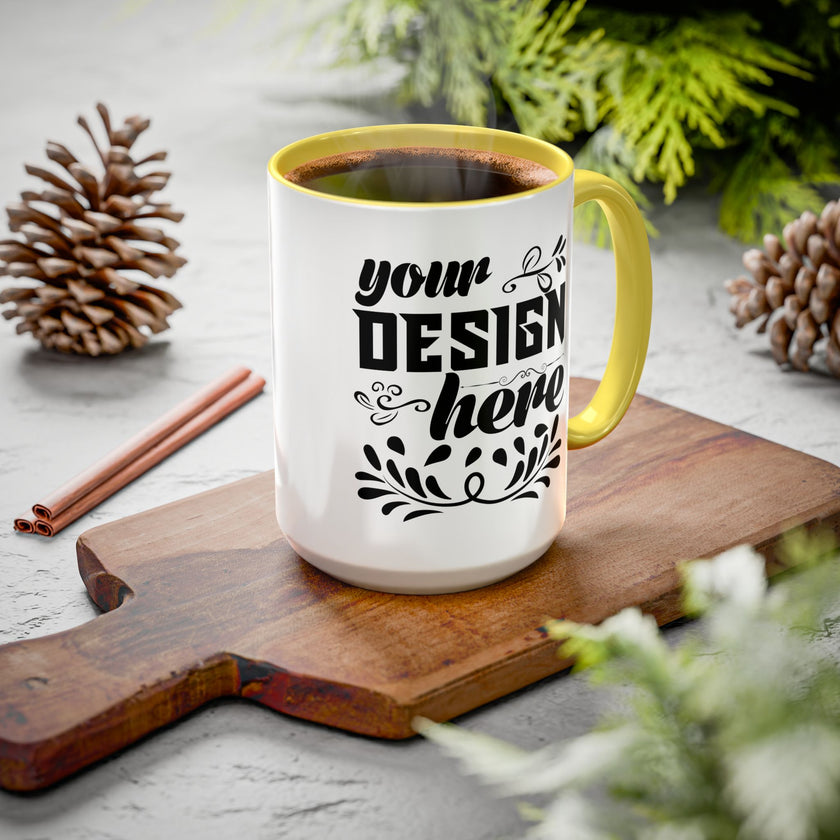 Customizable Glossy Ceramic Accent Mug 11oz and 15oz