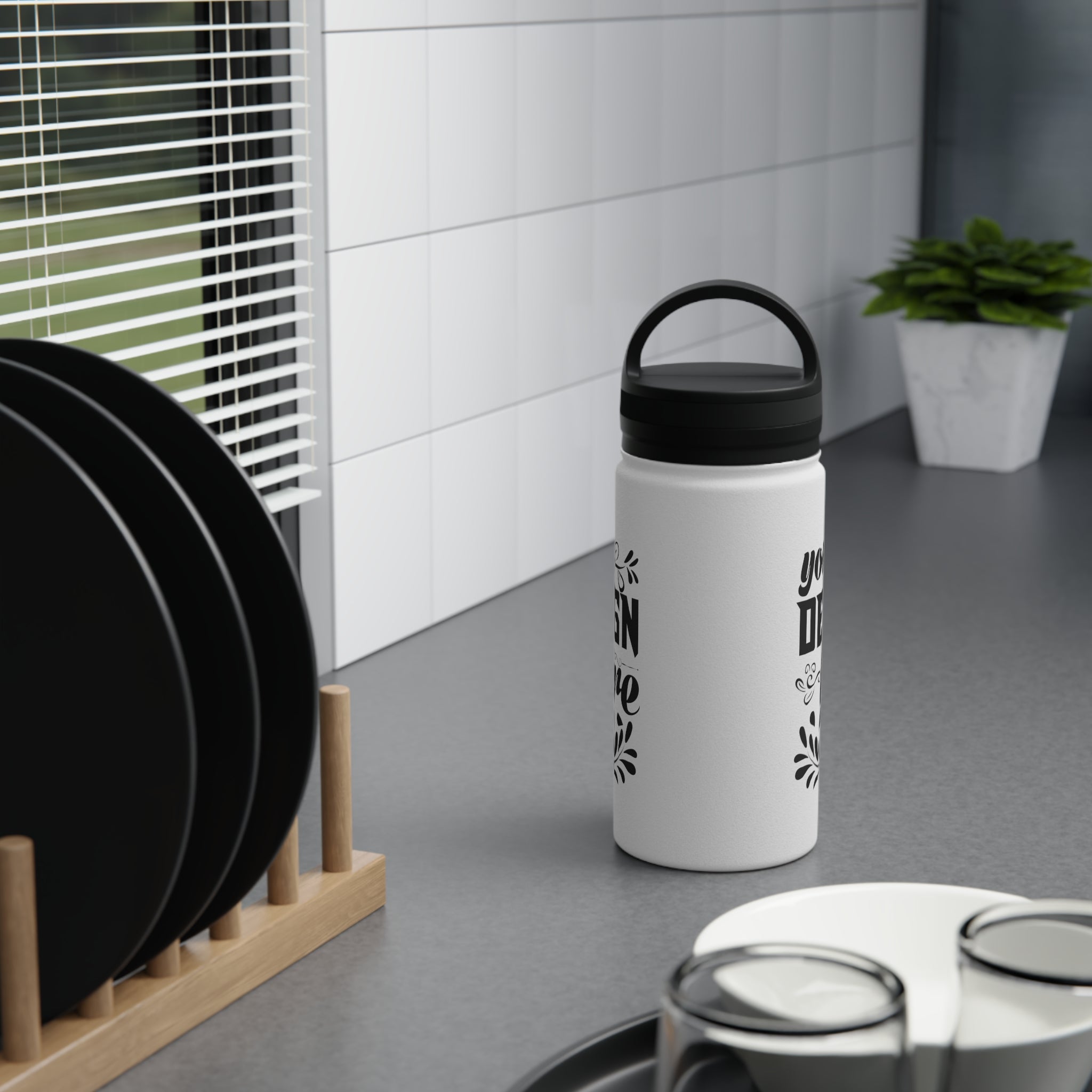 Customizable Stainless Steel Water Bottle with Handle Lid in Three Sizes