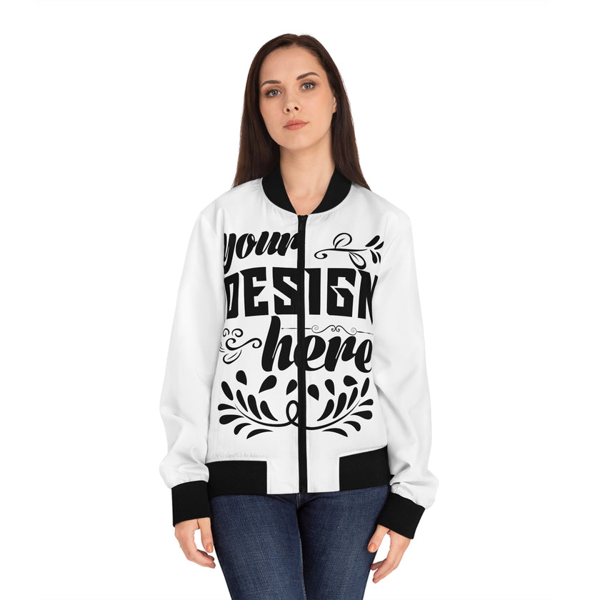 Customizable Womens Bomber Jacket All Over Print Lightweight Regular Fit