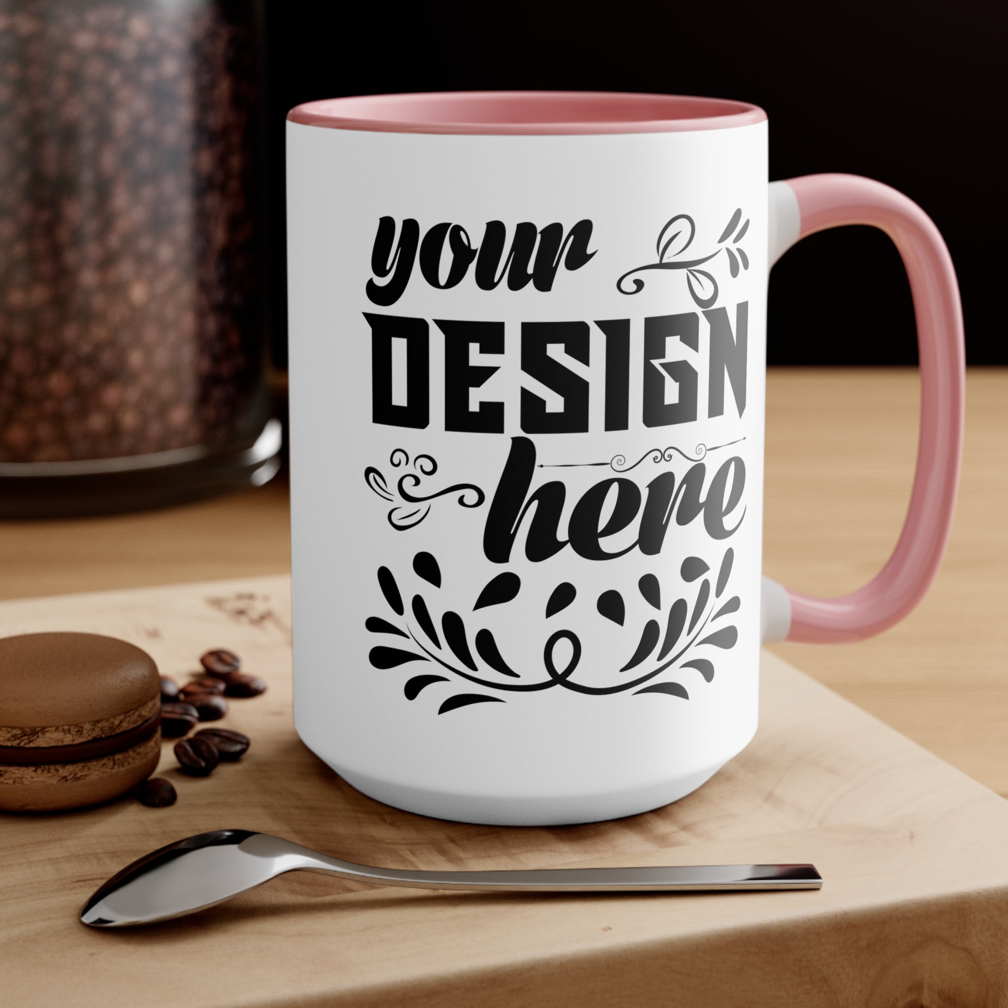 Customizable Accent Ceramic Mug 11oz 15oz Colored Interior and Handle