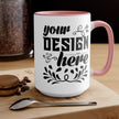 Customizable Accent Ceramic Mug 11oz 15oz Colored Interior and Handle