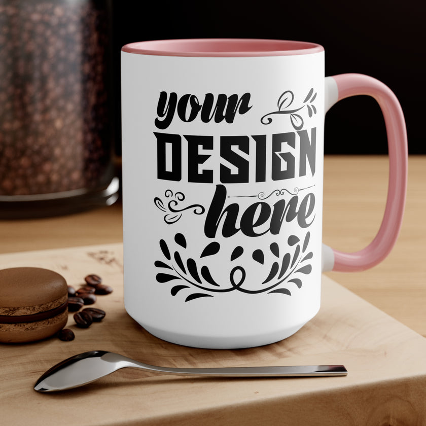Customizable Accent Ceramic Mug 11oz 15oz Colored Interior and Handle