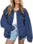 Nameria Womens Oversized Denim Jacket Long Sleeve