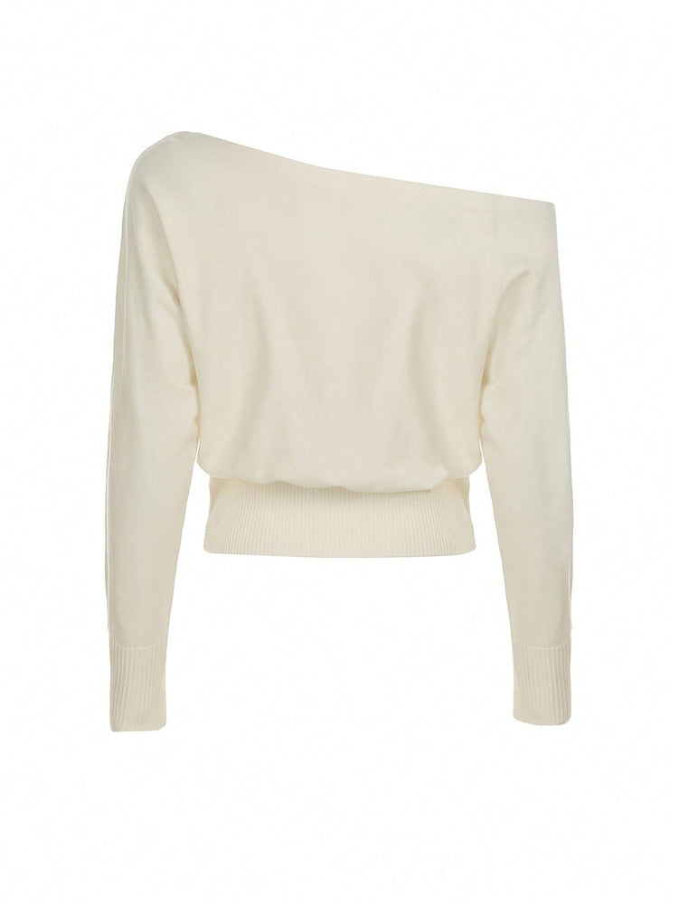 Nameria Asymmetrical Off Shoulder Sweater Waist Fit