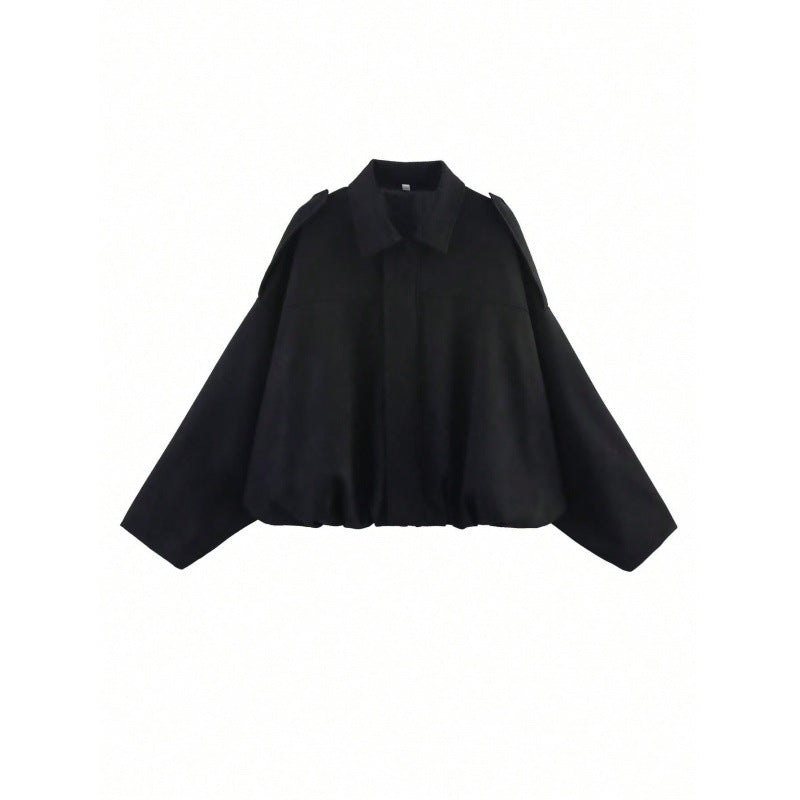 Nameria Suede Textured Lapel Bomber Jacket