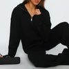 Nameria Knit Sweater Suit Ribbed Half Zip Two Piece Set