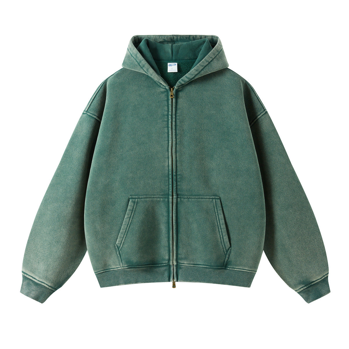 Nameria Unisex Retro Fleece Lined Hooded Zip Sweatshirt