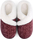 Women’s Fuzzy Memory Foam House Slippers – Indoor Outdoor Cozy Knit Slip-On with Plush Lining & Anti-Skid Rubber Sole