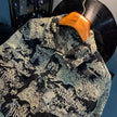 Nameria Camouflage Embroidered Denim Jacket with Lapel Collar