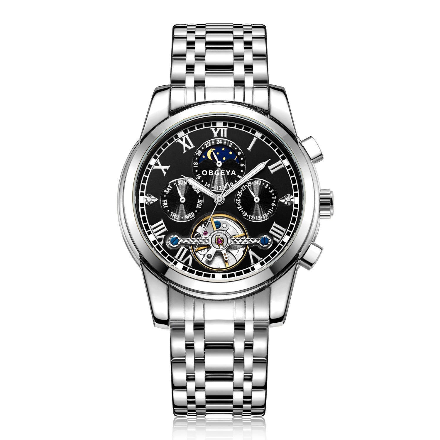 Nameria Automatic Moon Phase Watch Stainless Steel