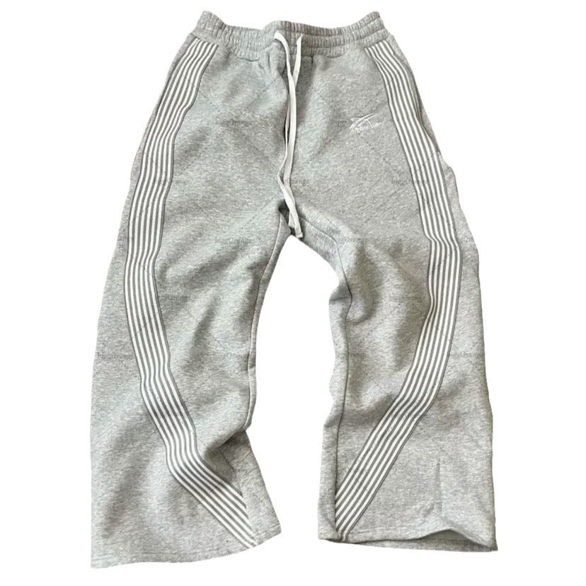 Nameria Drawstring Fleece Lined Sweatpants with Side Stripe