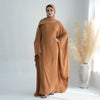 Nameria Womens Bat Sleeve Long Dress With Belt Crewneck