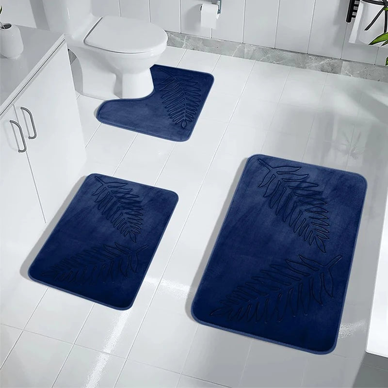 Nameria Memory Foam Bathroom Mat Set – Ultra Soft Non Slip Washable Rugs