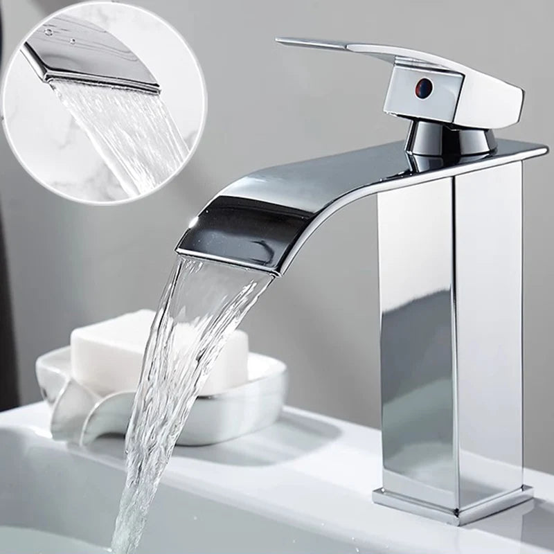 Nameria Waterfall Bathroom Faucet – Black Stainless Steel Sink Mixer Tap