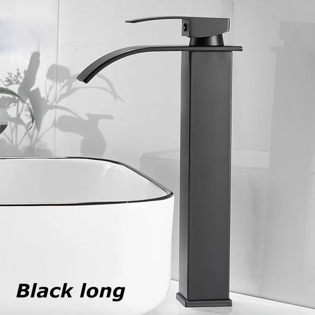 Nameria Waterfall Bathroom Faucet – Black Stainless Steel Sink Mixer Tap
