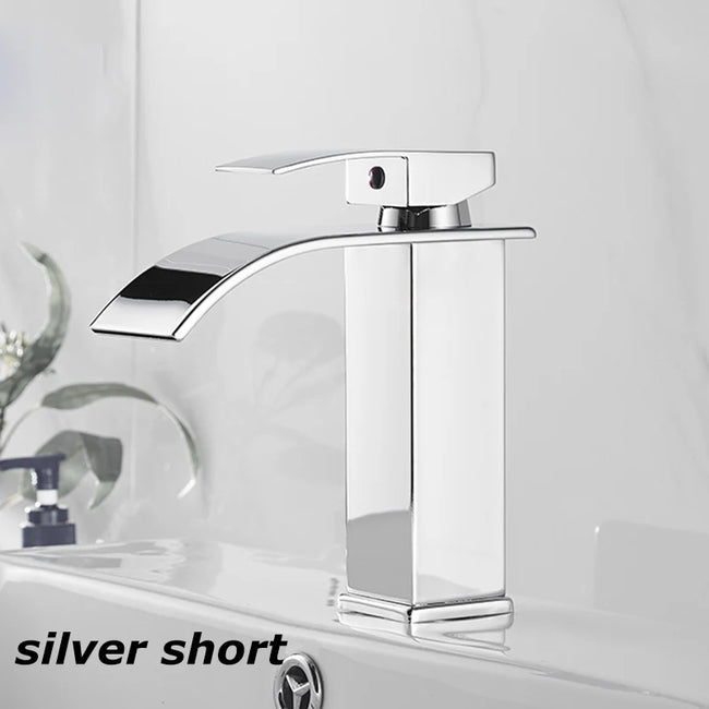 Nameria Waterfall Bathroom Faucet – Black Stainless Steel Sink Mixer Tap