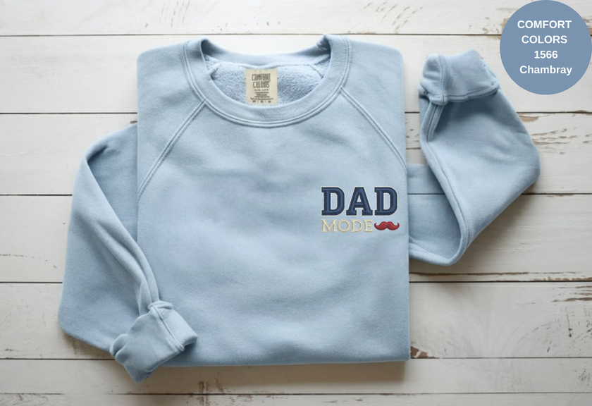 Unisex Garment-Dyed Sweatshirt with Dad Mode Embroidery