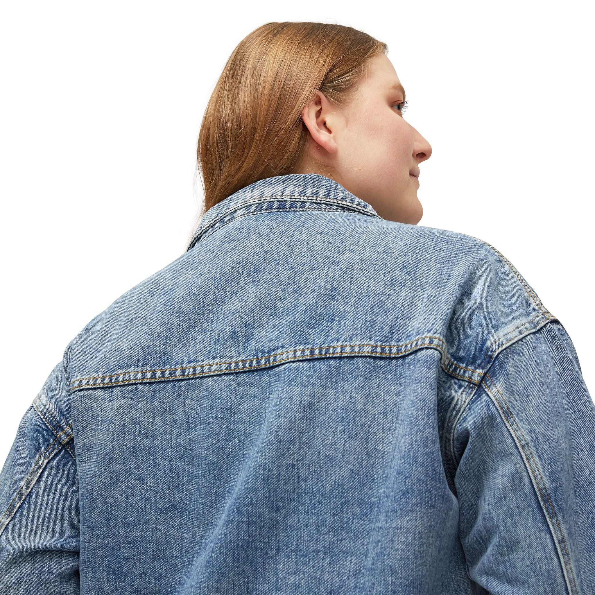 Customizable Women's Oversized Denim Jacket Relaxed Fit Stretch Blend
