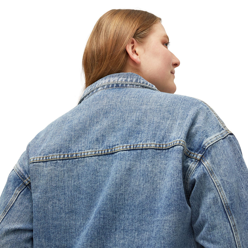 Customizable Women's Oversized Denim Jacket Relaxed Fit Stretch Blend