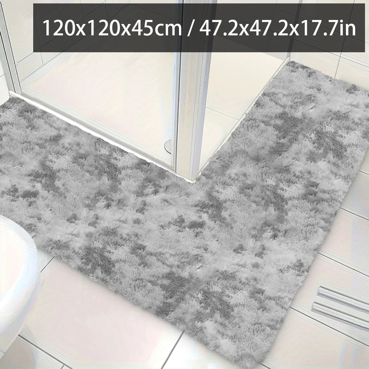 Nameria L-Shape Plush Bathroom Mat – Non Slip Absorbent Soft Floor Rug