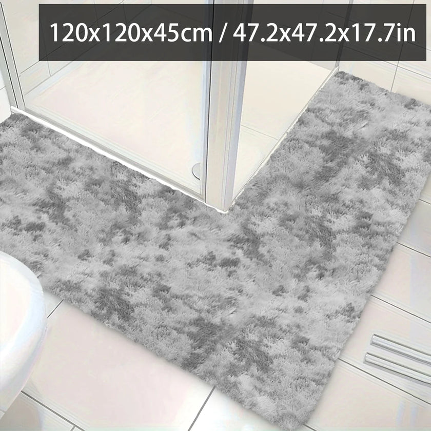 Nameria L-Shape Plush Bathroom Mat – Non Slip Absorbent Soft Floor Rug